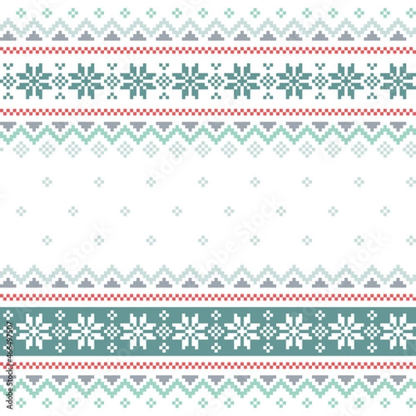 Obraz Seamless winter knitting pattern with snowflakes