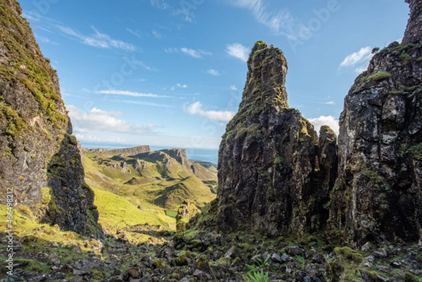 Obraz The Quiraing is a landslip on the eastern face of Meall na Suiramach, the northernmost summit of the Trotternish on the Isle of Skye, Scotland. UK.
