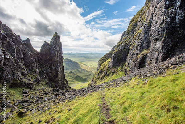 Fototapeta The Quiraing is a landslip on the eastern face of Meall na Suiramach, the northernmost summit of the Trotternish on the Isle of Skye, Scotland. UK.
