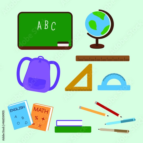 Obraz School Learn Study Vector Design Illustration Set