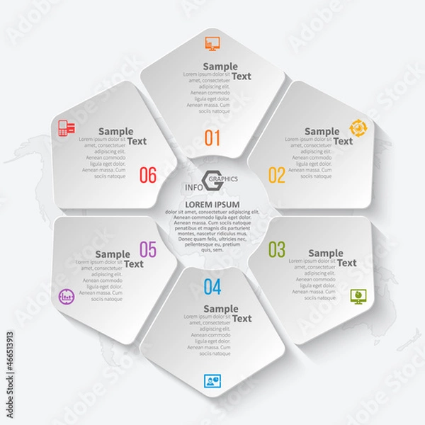 Fototapeta Abstract 3D Paper Infographics. Business template .Vector illustration