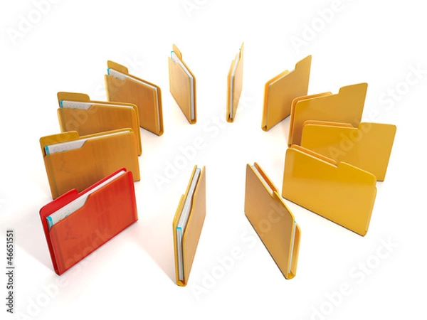 Obraz Group of computer files. Group folders located on a circle one r