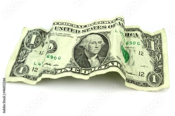 Obraz Crumpled one dollar banknote