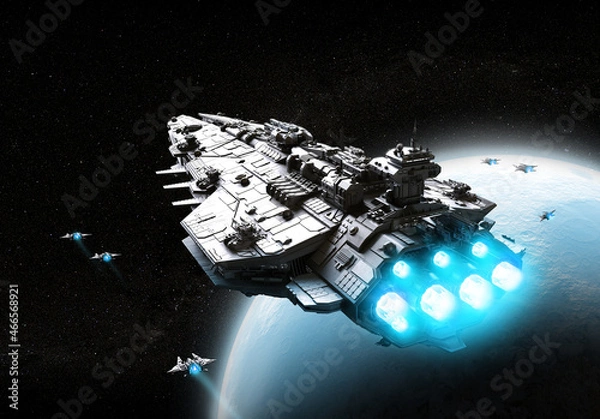 Obraz space ship fleet 3D illustration