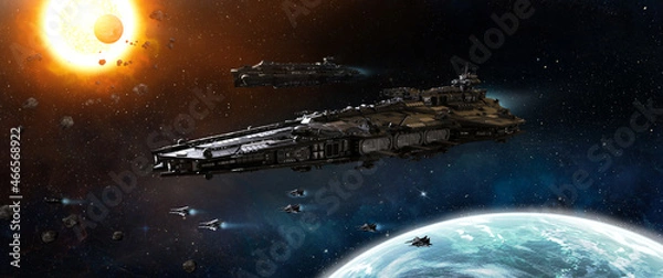 Obraz space ship fleet 3D illustration