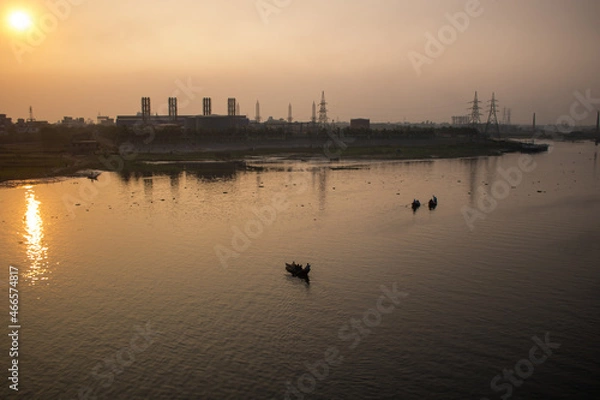Fototapeta Evening view on the river Buriganga.