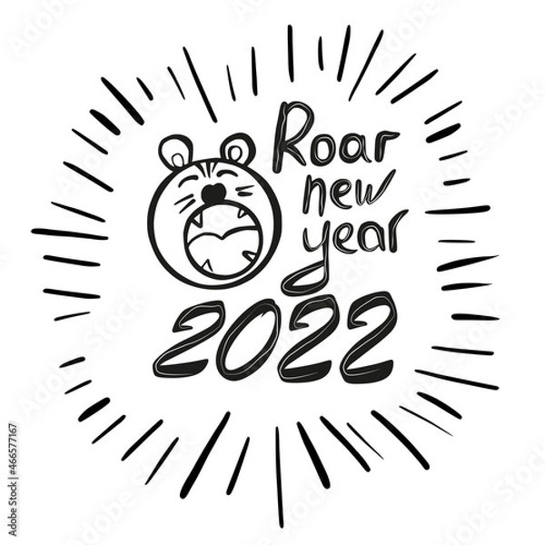 Fototapeta new year card, vector illustration for new year of the tiger 2022