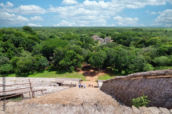 Fototapeta View from the top La Torre in Ek Balam Archaeological Site, Yucatan, Mexico
