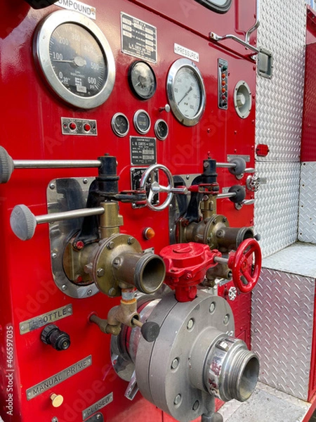 Fototapeta Fire Engine Pump Panel