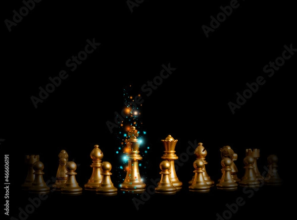 Fototapeta Chess board game for ideas and competition and strategy, business success concept. Chess takes a strategic approach and tactics. Chess that uses the concept of a competitive strategy.