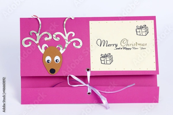 Fototapeta Eine pink farbene Weihnachtskarte