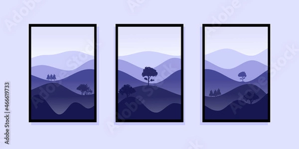 Obraz Set of abstract mountain painting. abstract art background. Premium Vectors