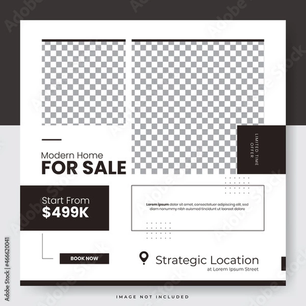Fototapeta Modern real estate for sale social media post promotion