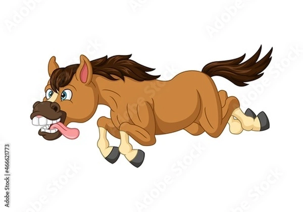 Obraz Cartoon funny brown donkey running