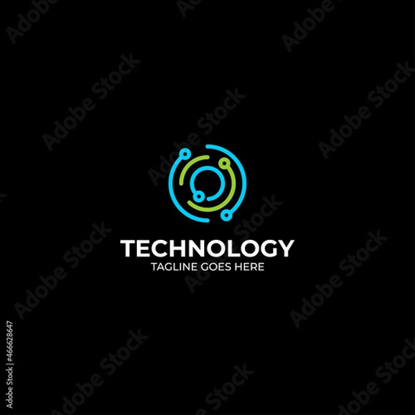 Obraz abstract circle circuit technology logo