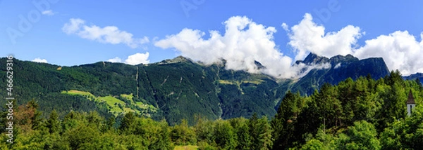 Fototapeta The cloudy view of Acherkogel in Oetztal Alps