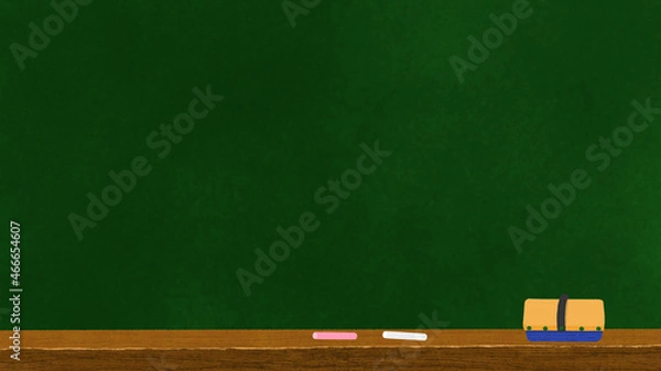 Obraz 黒板のイラスト　背景素材16:9　黒板消し・チョークあり