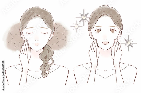 Obraz 乾燥肌に悩む女性のビフォーアフター