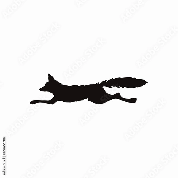 Obraz ロゴ、シンボル、アイコンデザインのための、走る狐のシンプルなシルエットイラスト