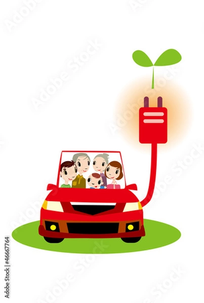 Fototapeta エコ,エコカー,電気自動車,クリーンエネルギー,優しい,自然エネルギー,排気,再生,エネルギー