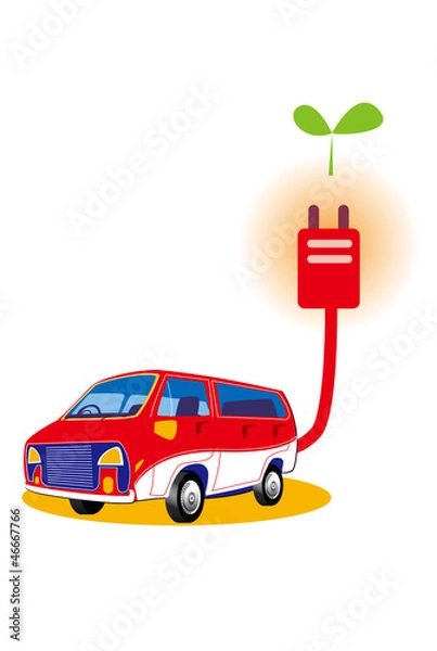 Fototapeta エコ,エコカー,電気自動車,クリーンエネルギー,優しい,自然エネルギー,排気,再生,エネルギー