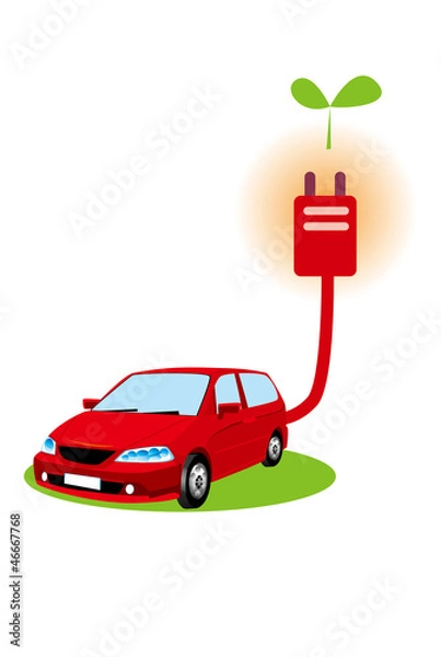 Fototapeta エコ,エコカー,電気自動車,クリーンエネルギー,優しい,自然エネルギー,排気,再生,エネルギー