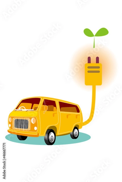 Fototapeta エコ,エコカー,電気自動車,クリーンエネルギー,優しい,自然エネルギー,排気,再生,エネルギー