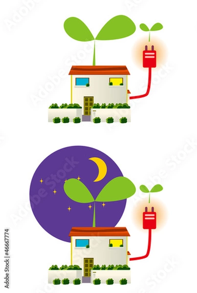 Fototapeta エコ,エコ住宅,エコロジー,住宅,クリーン,エネルギー,ビル,一戸建て,緑化,葉っぱ,葉