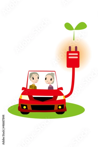 Fototapeta エコ,エコカー,電気自動車,クリーンエネルギー,優しい,自然エネルギー,排気,再生,エネルギー