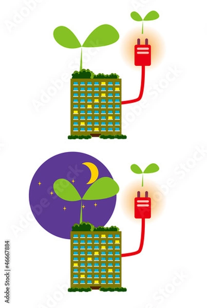 Fototapeta エコ,エコ住宅,エコロジー,住宅,クリーン,エネルギー,ビル,一戸建て,緑化,葉っぱ,葉