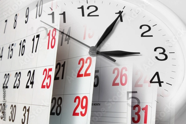 Fototapeta Strony kalendarza i zegar