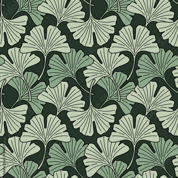 Obraz Ginkgo biloba leaf vector seamless pattern.
