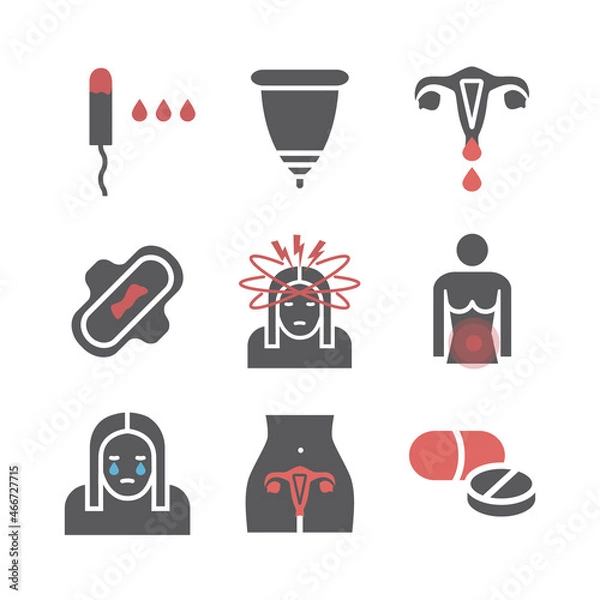 Obraz Menstruation. Flat icons. Vector signs for web graphics.