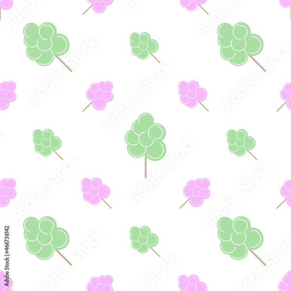 Obraz Cotton Candy Icon Seamless Pattern, Spun Sugar Confection Sweet Candy