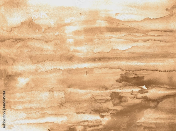 Obraz Art Abstract watercolor flow blot painting. Color brown and gold marble texture background. Alcohol ink, old paper effect. Hand painted coffee and sepia horizontal stripes
