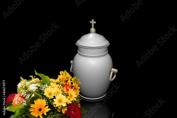 Fototapeta Urne mit Blumenstrauß