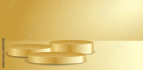 Fototapeta Podium mock up banner.  Black and gold luxury background. background for product, branding and packaging presentation. vector.