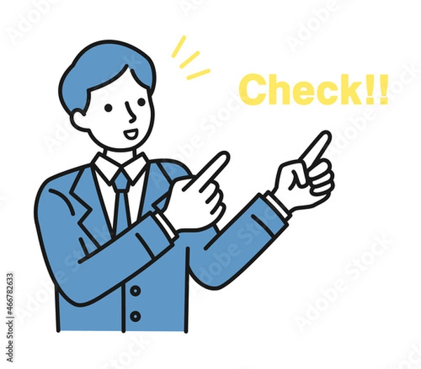 Fototapeta 両手で指差してポイントを紹介する男性のイラスト素材