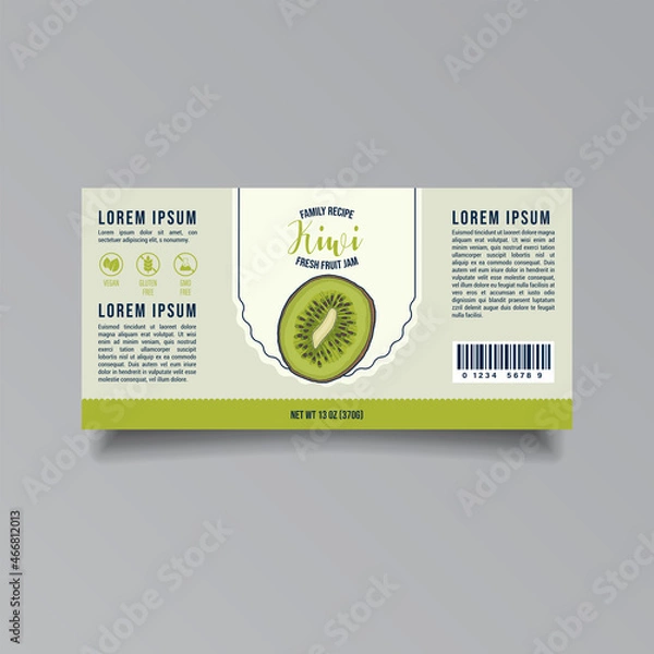 Obraz Kiwi jam label template. Abstract modern vector packaging design layout. Isolated