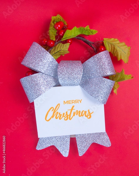 Obraz christmas greeting card with ribbon