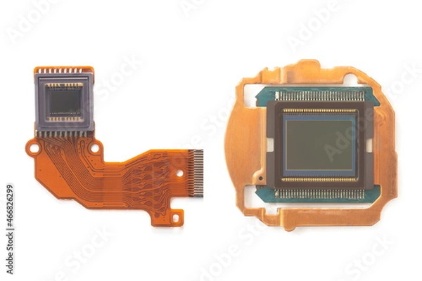 Fototapeta CCD(Charge Coupled Device ) and CMOS(Complementary Metal Oxide Semiconductor) isolated on white background, Camera sensor.