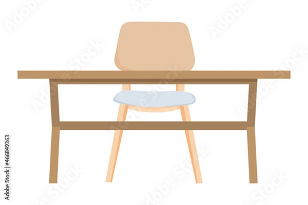 Fototapeta Desk with modern wooden chair and table with beautiful design