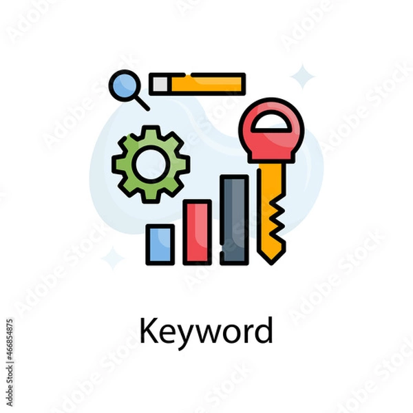 Fototapeta Keyword vector fill outline Icon Design illustration. Web Analytics Symbol on White background EPS 10 File