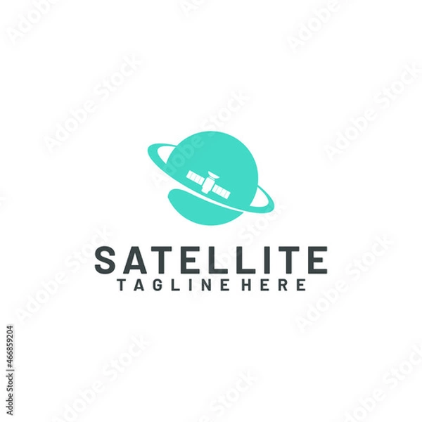 Fototapeta Satellite logo template. Communication technology logo concept for satellite