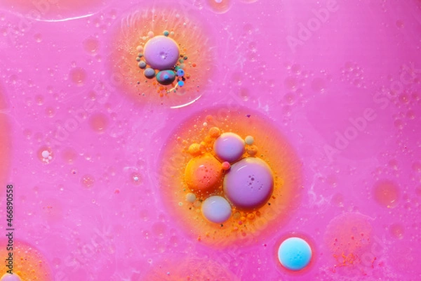 Fototapeta Close up macro shot of Abstract colorful Background Oil and color on water surface.