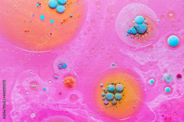 Fototapeta Close up macro shot of Abstract colorful Background Oil and color on water surface.