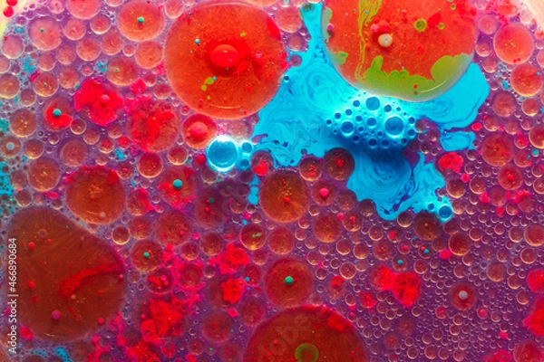 Fototapeta Close up macro shot of Abstract colorful Background Oil and color on water surface.