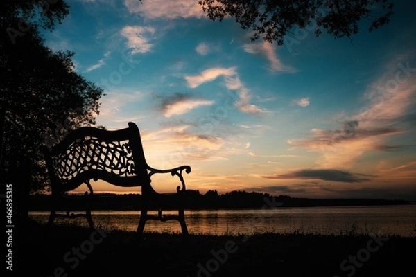 Obraz bench at sunset