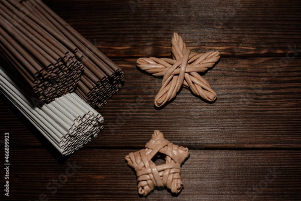 Obraz Weaving from a paper vine. Handmade work.Paper vine. Blanks