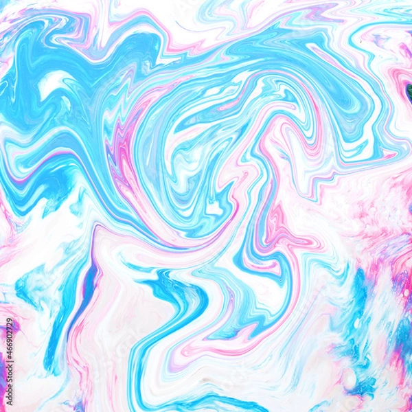 Fototapeta High Resolution Blue Colorful fluid painting with marbling texture, 3D Rendering. 